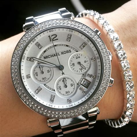 michael kors silver watch pearl face|Michael Kors Silver.